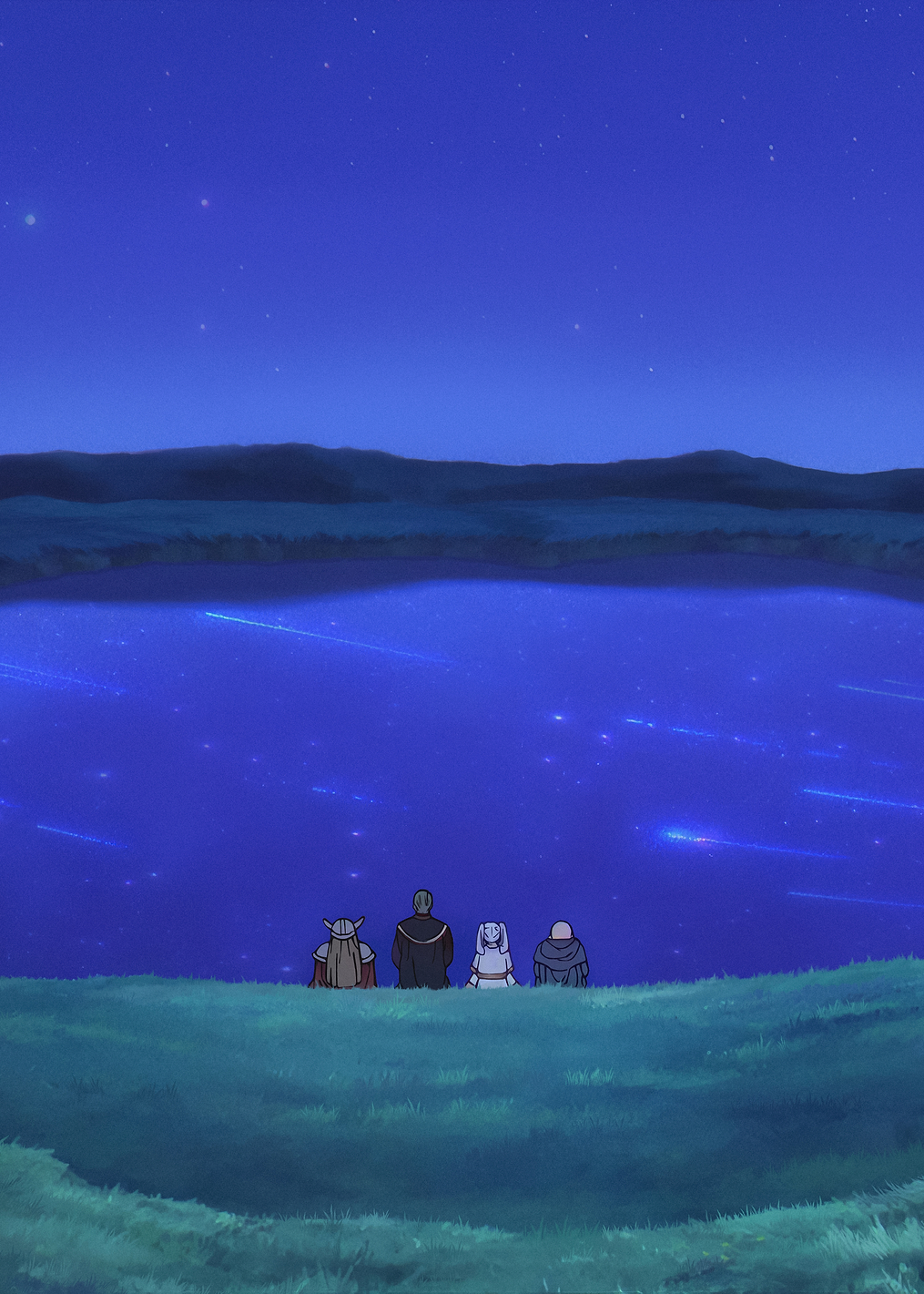 The Hero Party watches the Era Meteors: постер из коллекции Frieren: Beyond Journey's End