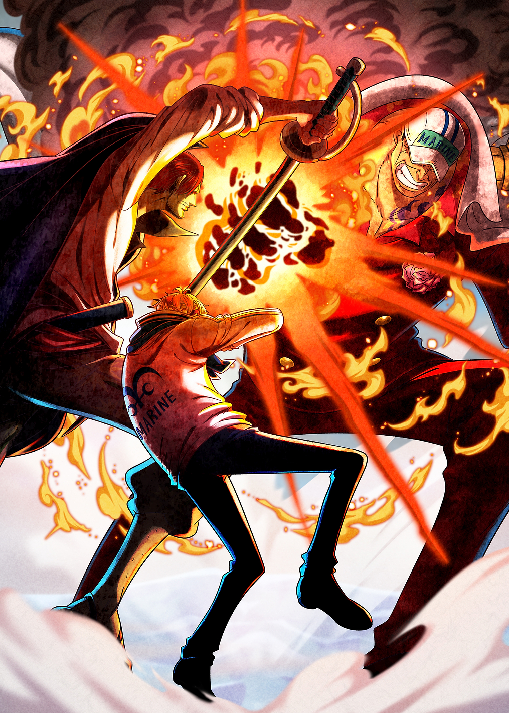 Iconic Painted Shanks vs Akainu: постер из коллекции One Piece