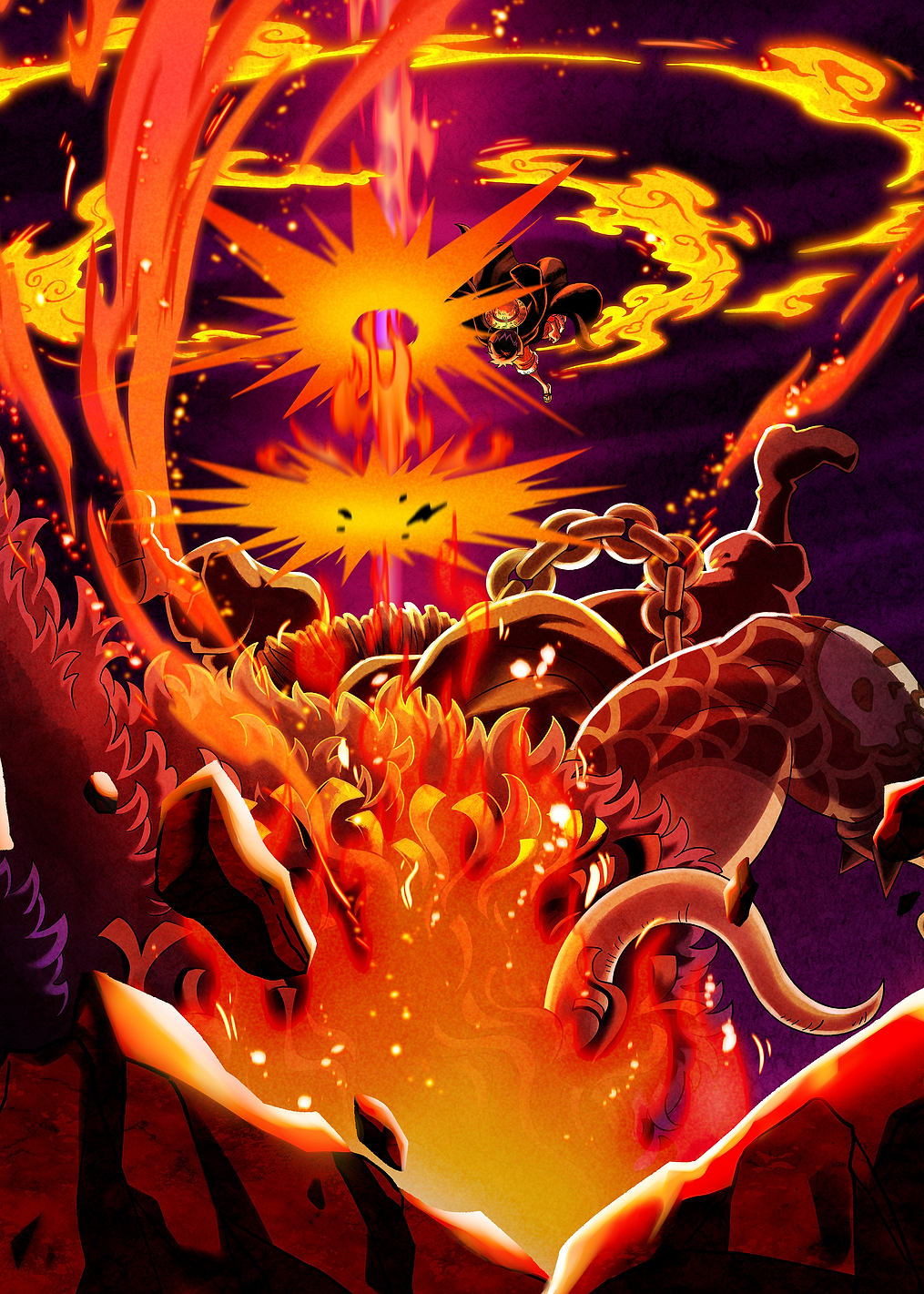 Iconic Painted Luffy vs Kaidou: постер из коллекции One Piece