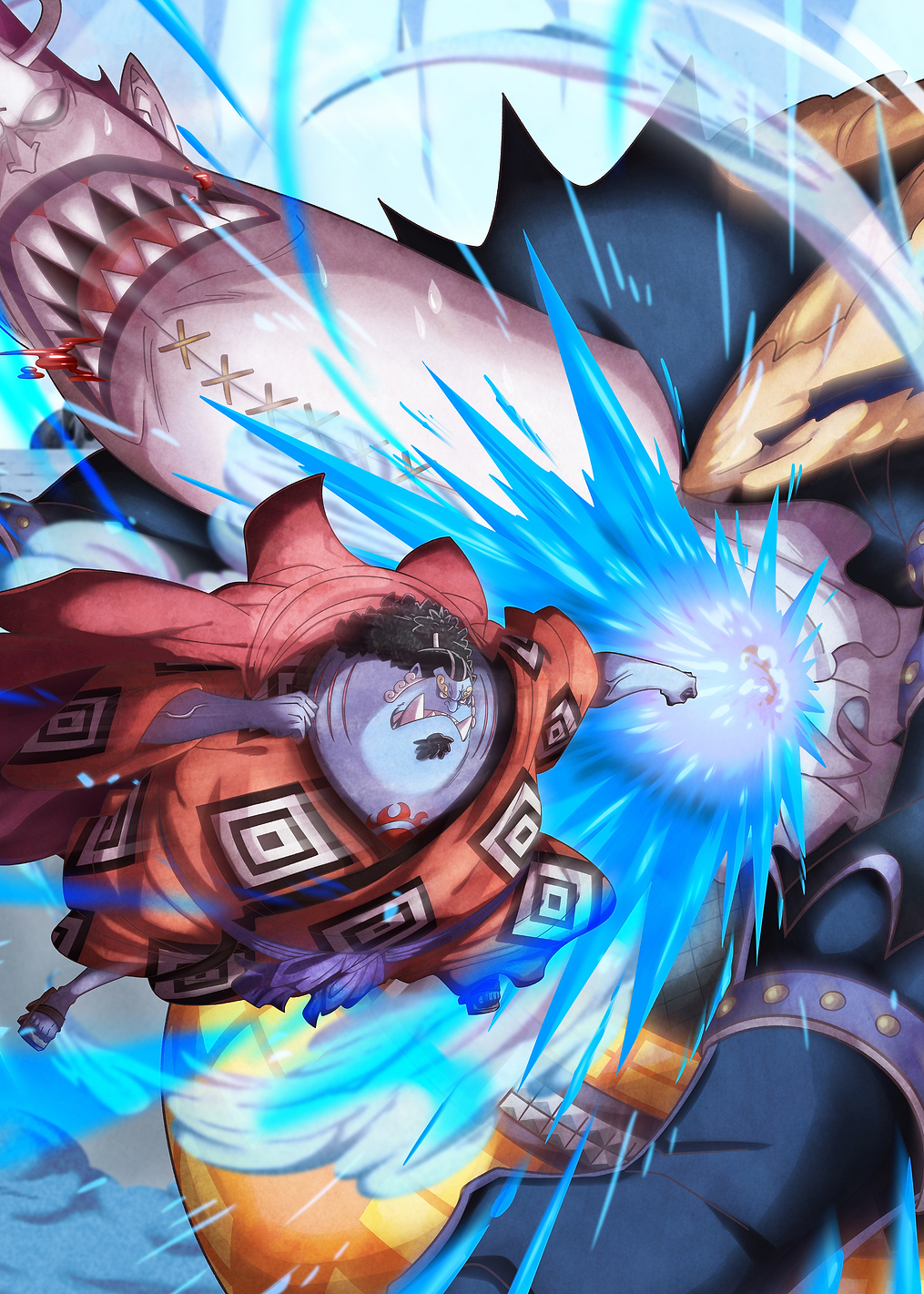 Iconic Painted Jinbe vs Gecko Moria: постер из коллекции One Piece