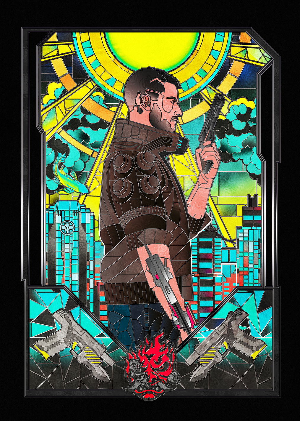 Male V Stained Glass: постер из коллекции Cyberpunk 2077