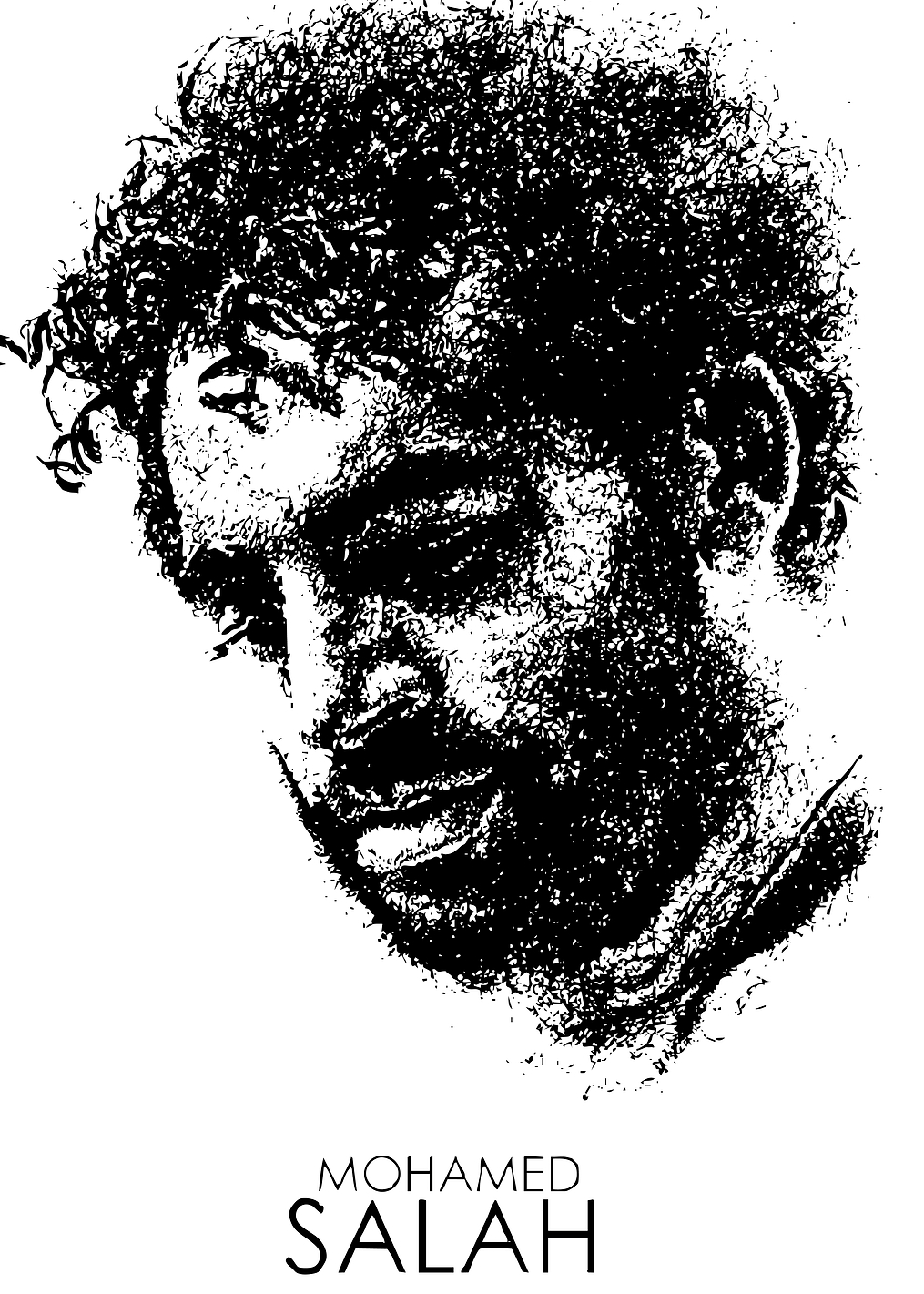 Mohamed Salah Black and White Portrait: постер из коллекции Мохамед Салах
