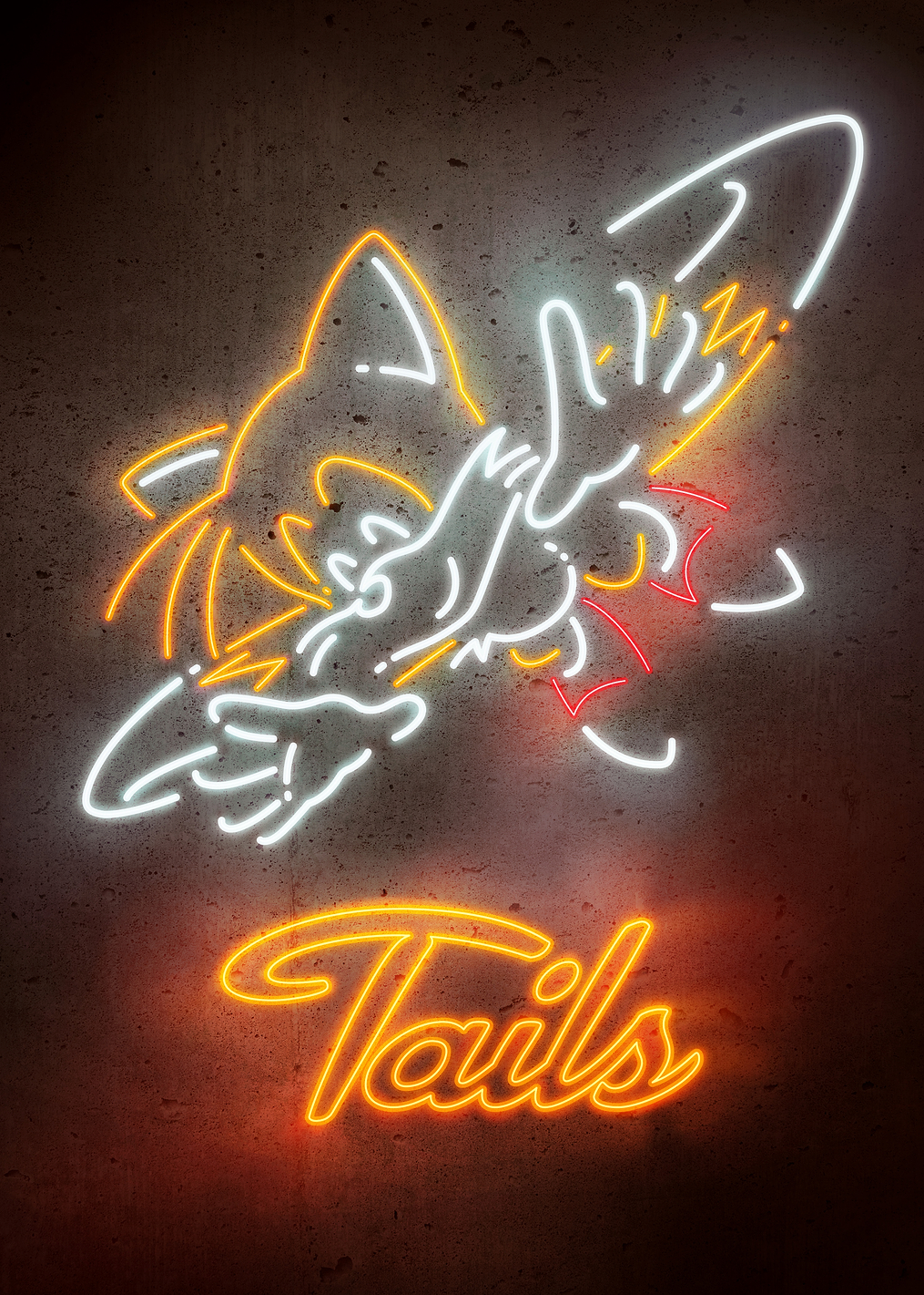 Tails Neon Glow: постер из коллекции Sonic the Hedgehog