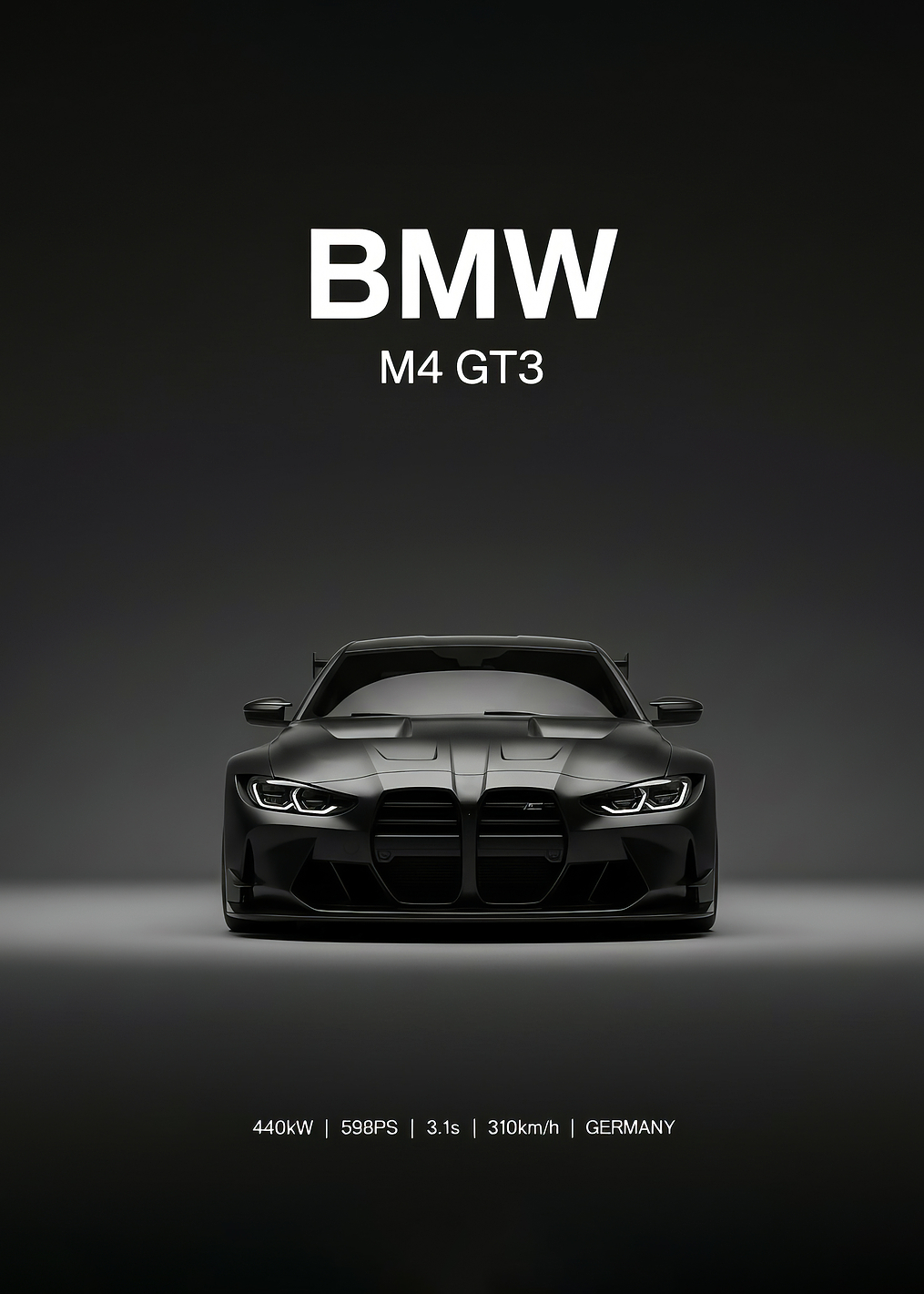 BMW M4 GT3 front Poster / PLATINA