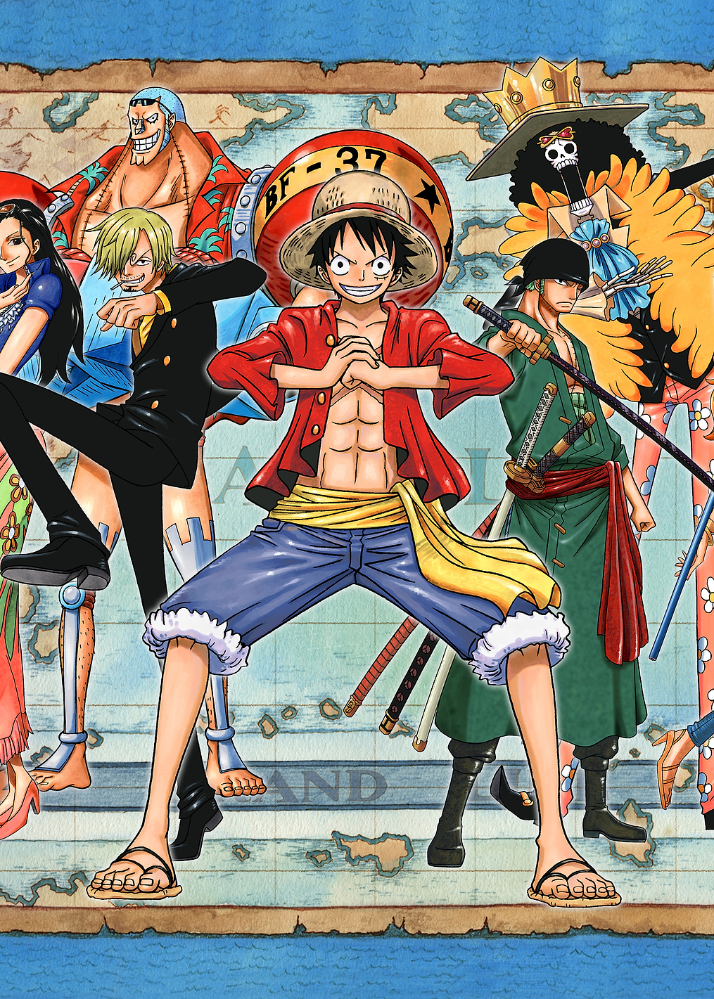Straw Hat Pirates Fish-man Island Grand Line Map: постер из коллекции One Piece