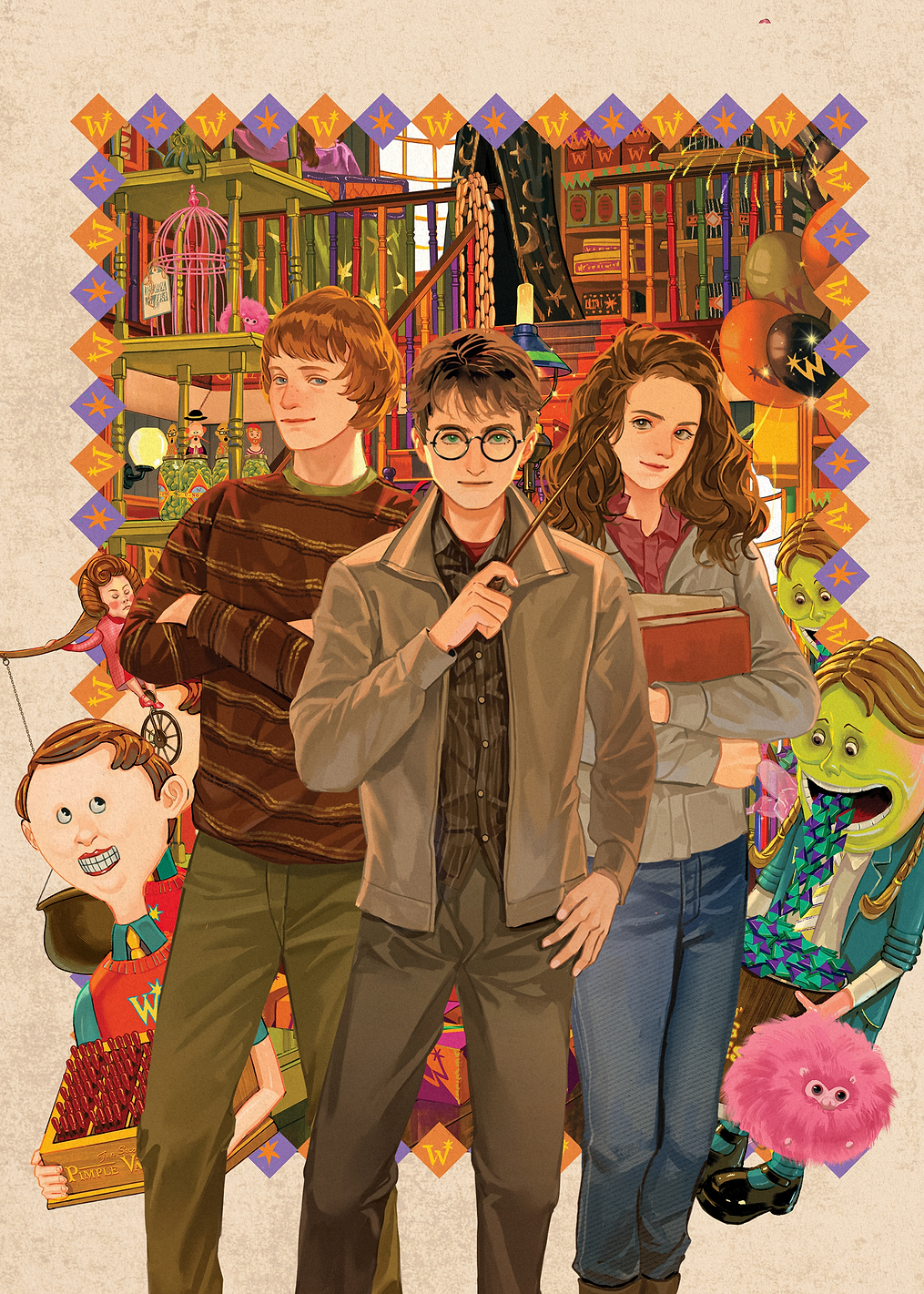 Harry, Ron, and Hermione at Weasleys': постер из коллекции Wizarding World