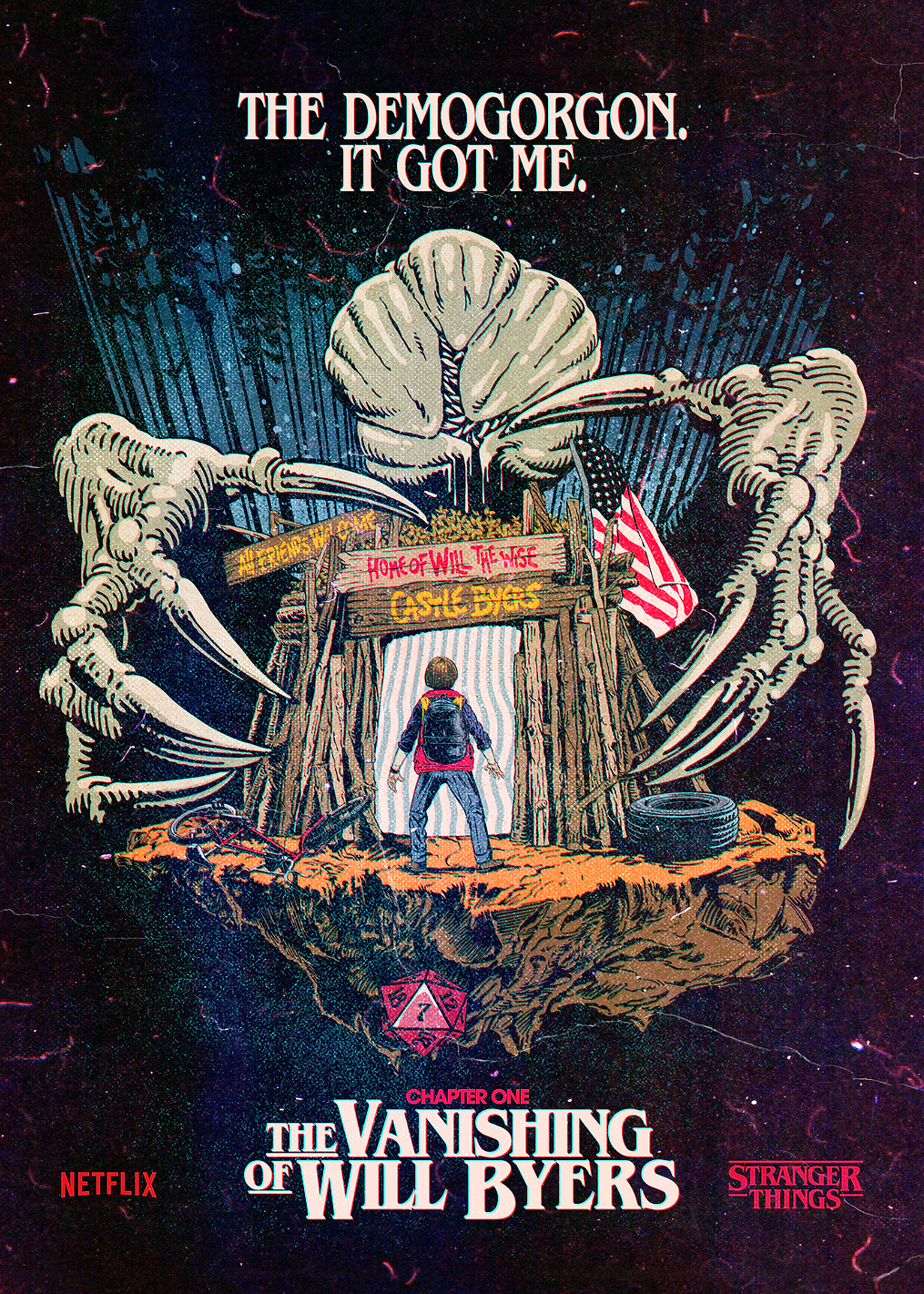 Demogorgon's Grasp on Castle Byers s1e1 / PLATINA