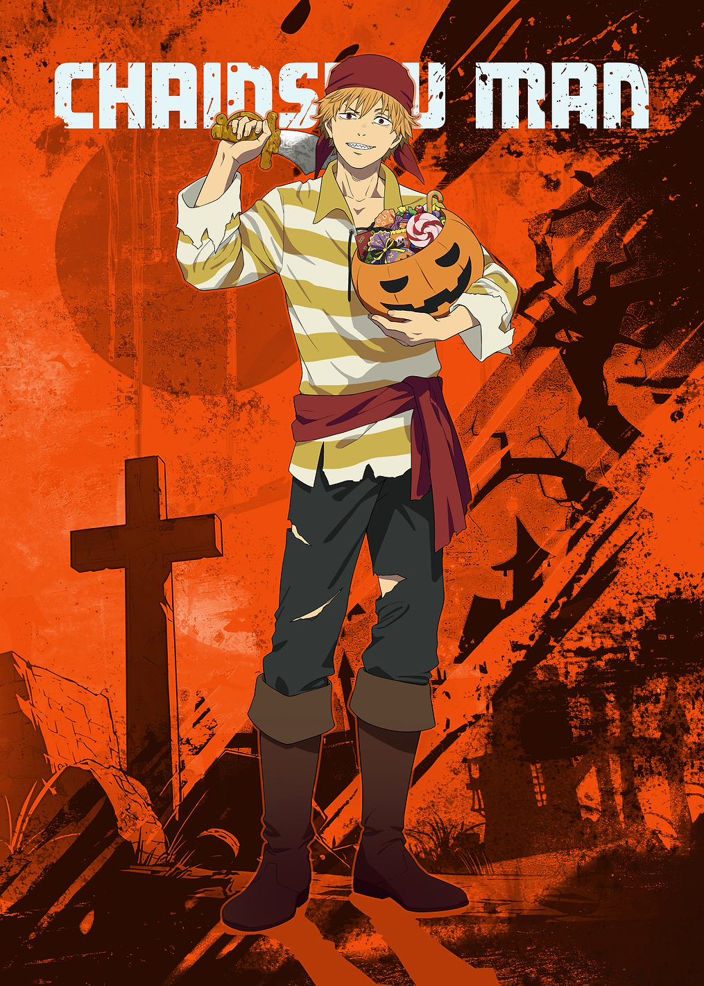 Chainsaw Man: Denji's Halloween Haul Logo: постер из коллекции Chainsaw Man