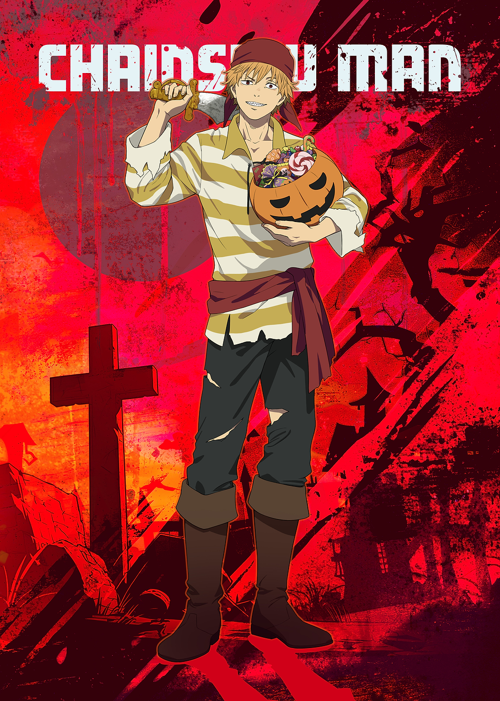 Chainsaw Man: Denji's Halloween Haul Logo Red Tone: постер из коллекции Chainsaw Man