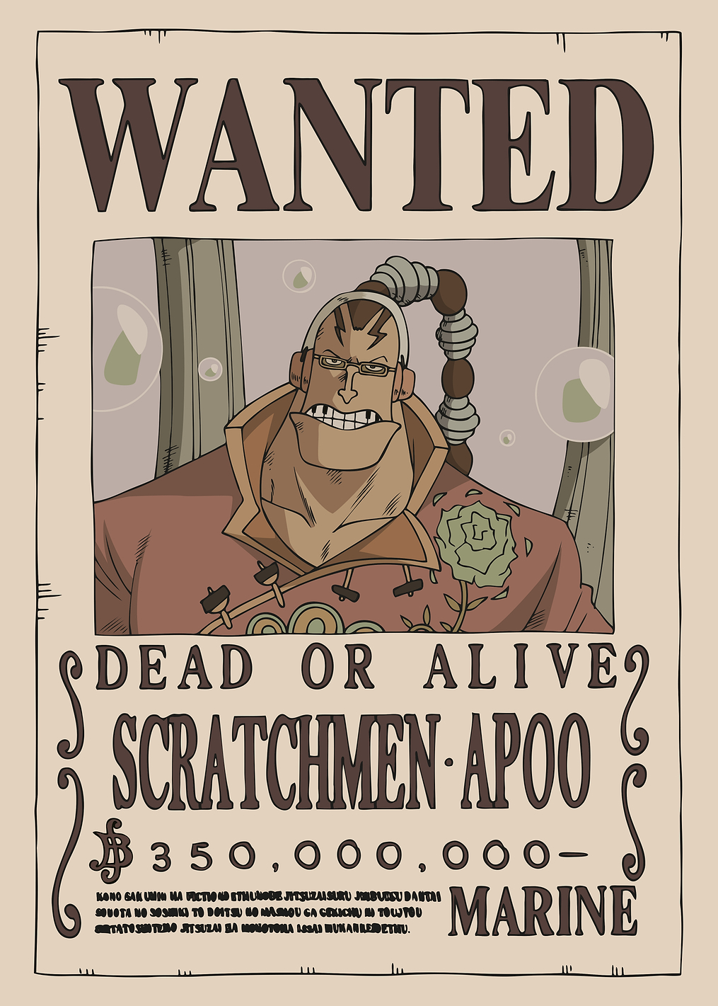Scratchmen Apoo Wanted: постер из коллекции One Piece