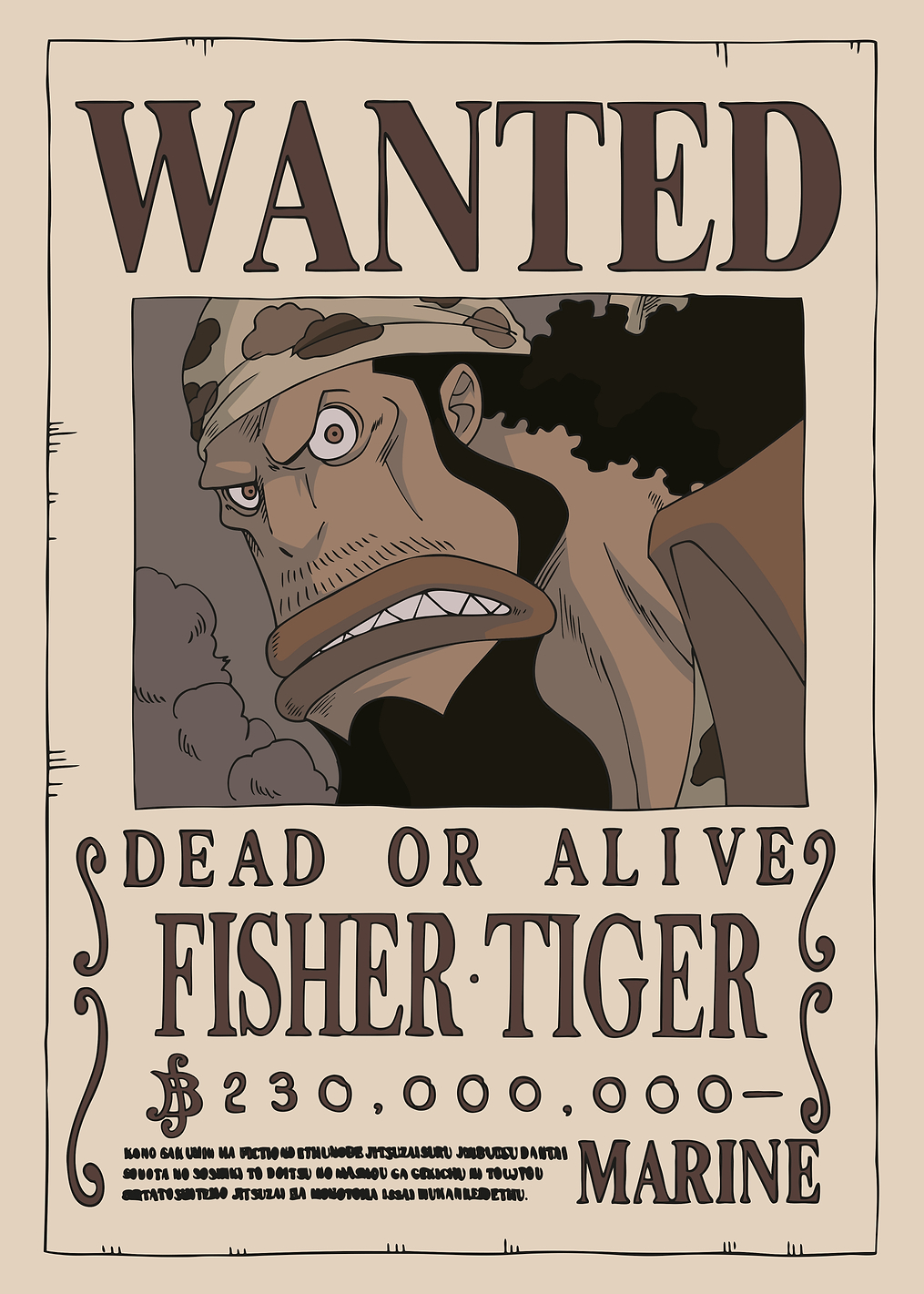 Fisher Tiger Wanted: постер из коллекции One Piece
