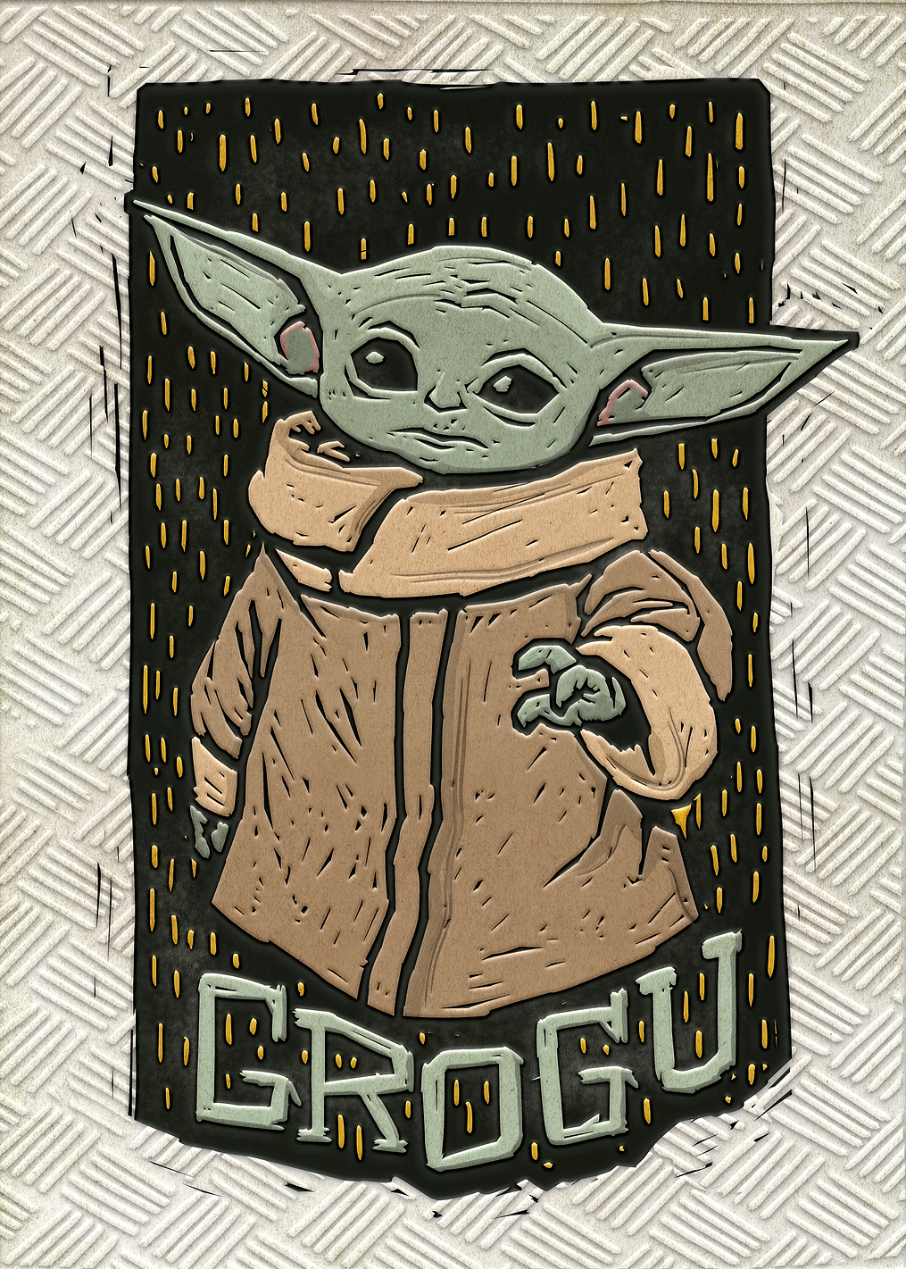 Grogu in Stylized Relief Art: постер из коллекции Star Wars