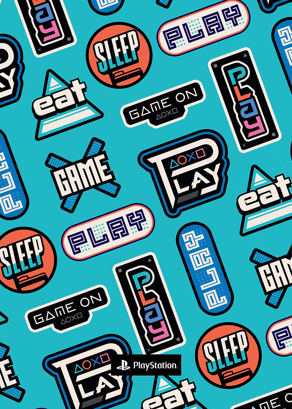 Vibrant PlayStation Gaming Decal Pattern: постер из коллекции PlayStation