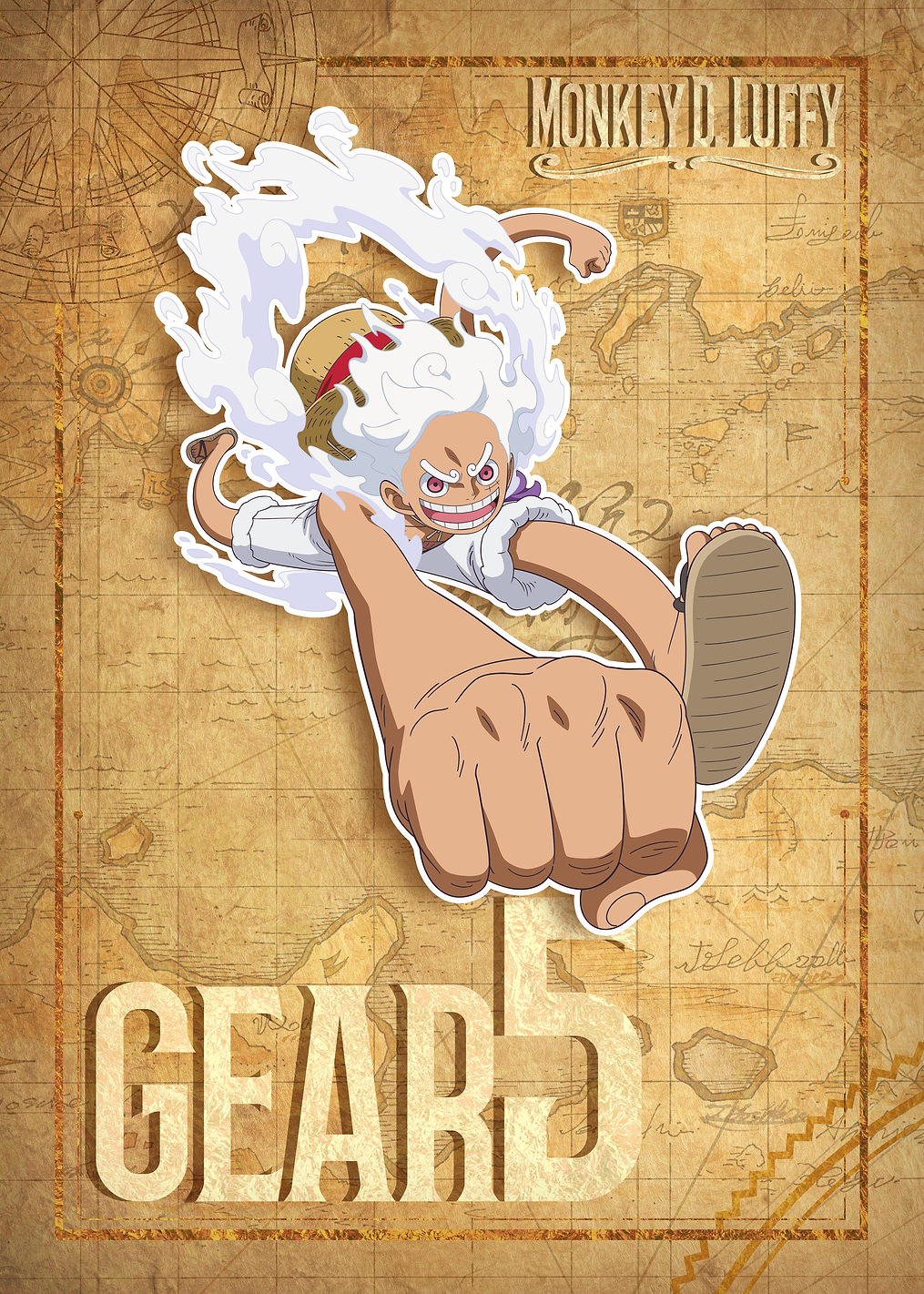 Luffy Gear 5: Powerful Fist!: постер из коллекции One Piece