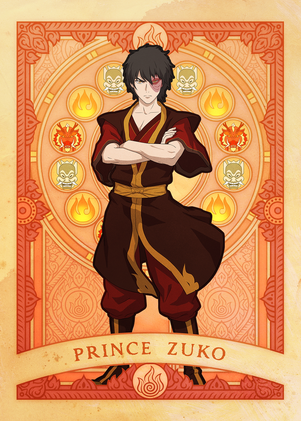 Prince Zuko in Art Nouveau Style: постер из коллекции Avatar: The Last Airbender