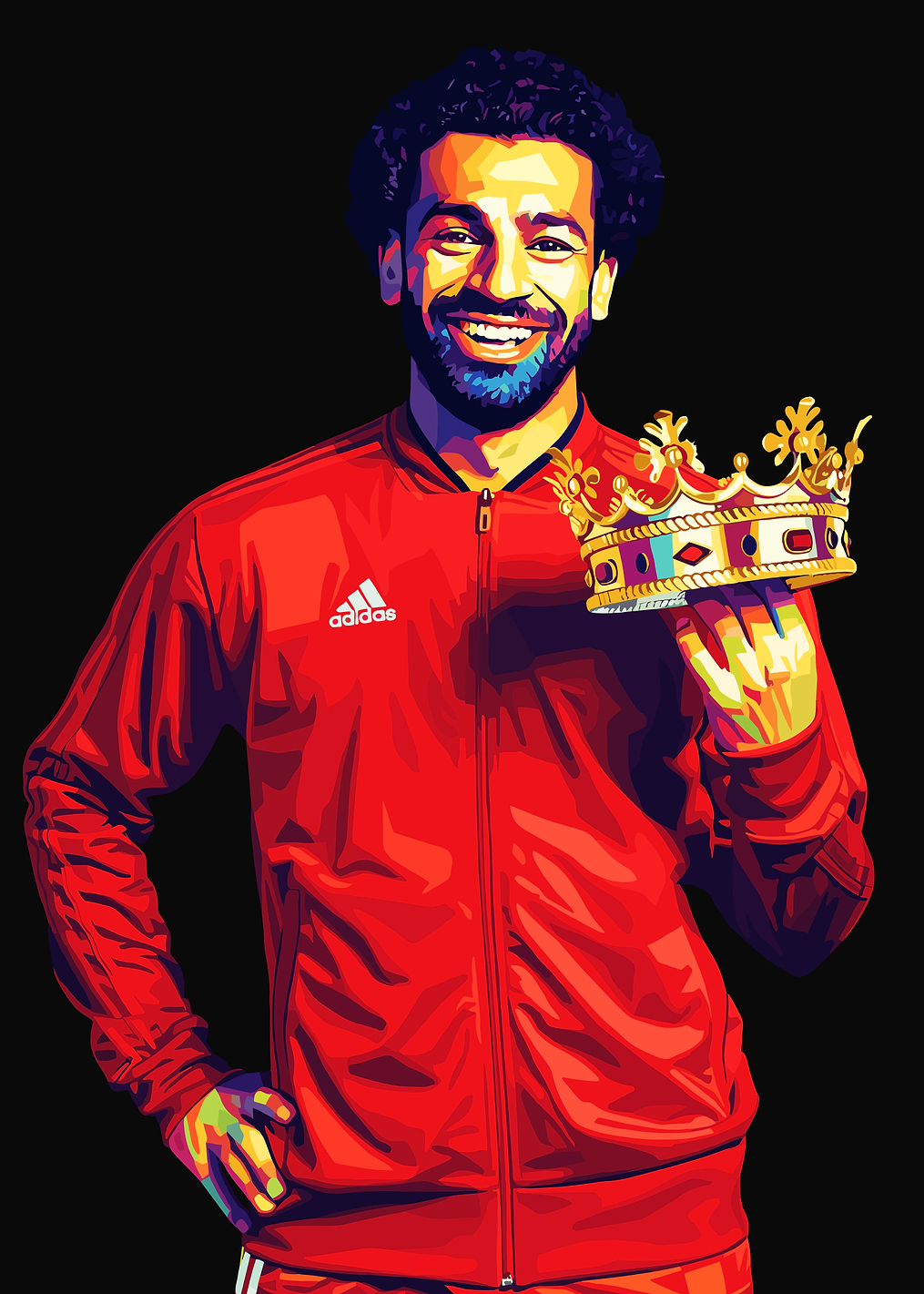 Mohamed Salah with Crown Pop Art: постер из коллекции Мохамед Салах