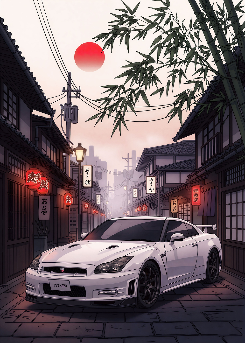 Nissan GTR in Japanese Town: постер из коллекции Nissan GT-R