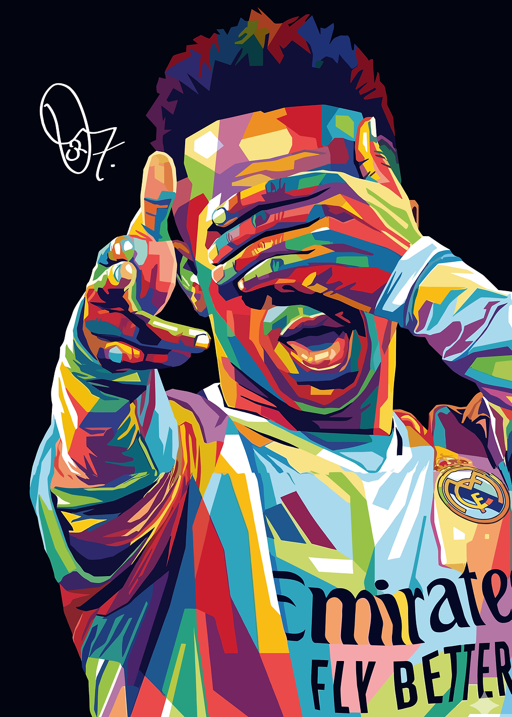 Vinicius Junior Colorful Pop Art Portrait: постер из коллекции Винисиус Жуниор