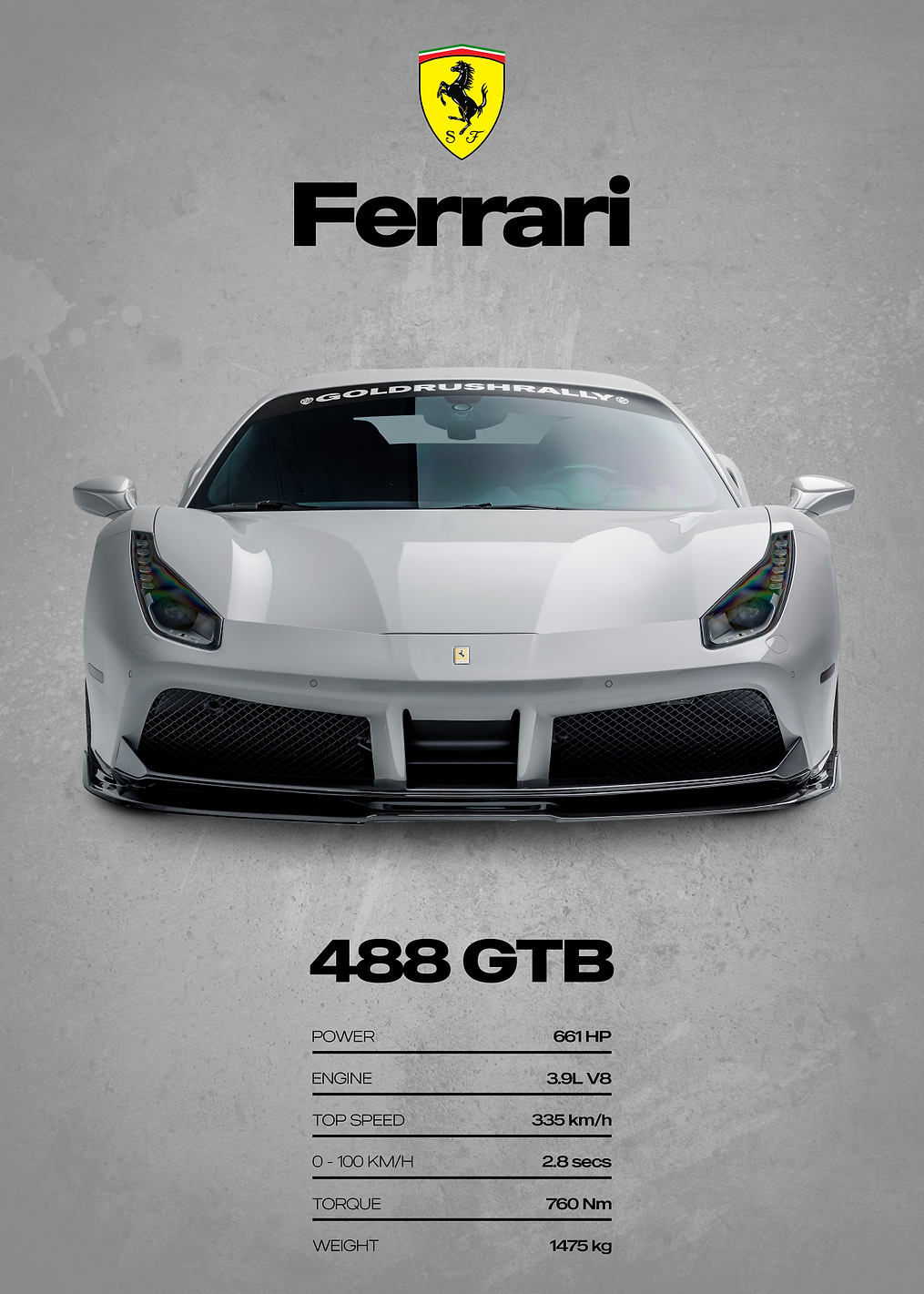 Ferrari 488 GTB Car Poster: постер из коллекции Ferrari 488