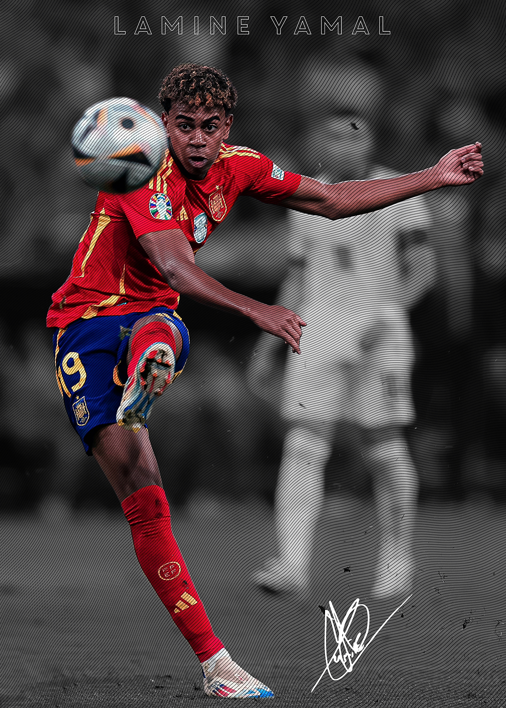 Lamine Yamal Soccer Player Action Shot: постер из коллекции Ламин Ямаль