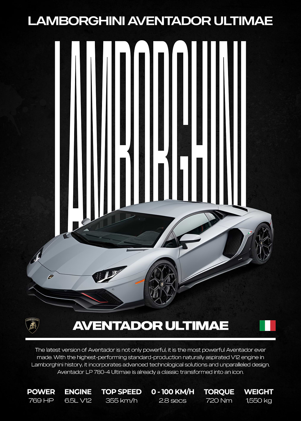 Lamborghini Aventador Ultimae Poster / PLATINA