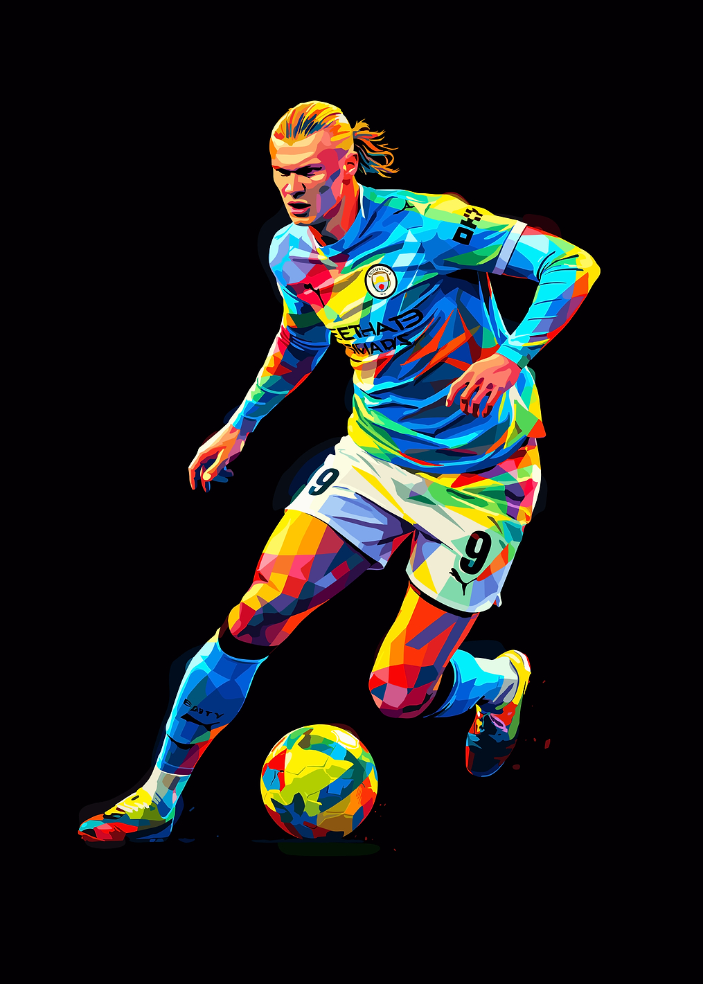 Erling Haaland Colorful Digital Art: постер из коллекции Эрлинг Холанд
