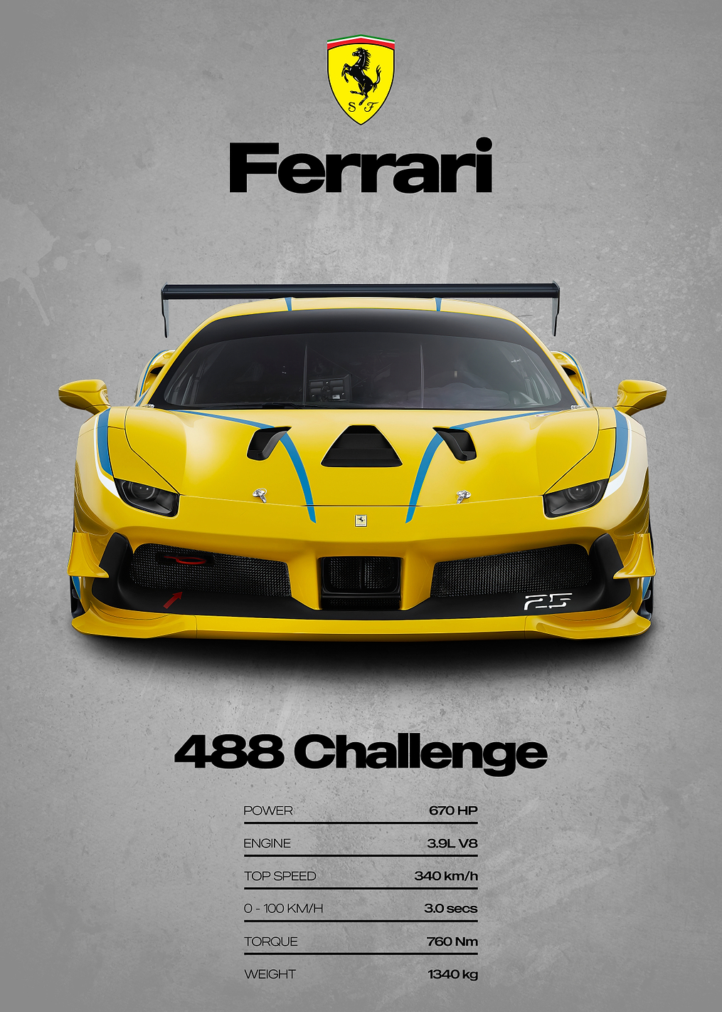Ferrari 488 Challenge Poster: постер из коллекции Ferrari 488