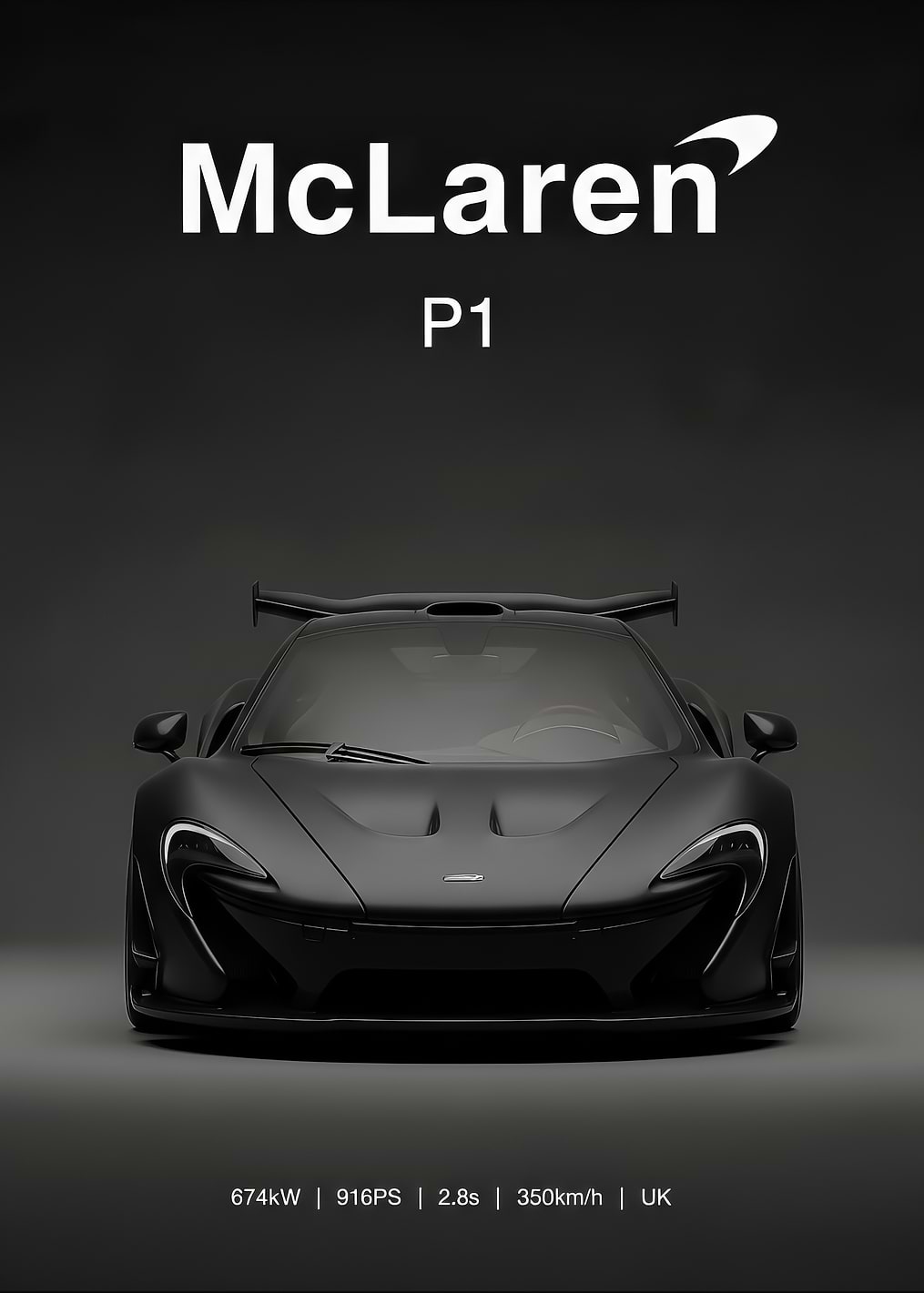 McLaren P1 Matte Black poster / PLATINA