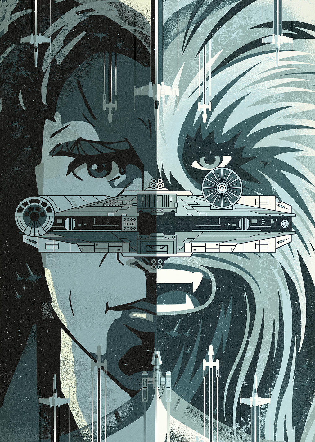 Millennium Falcon split portrait: постер из коллекции Star Wars