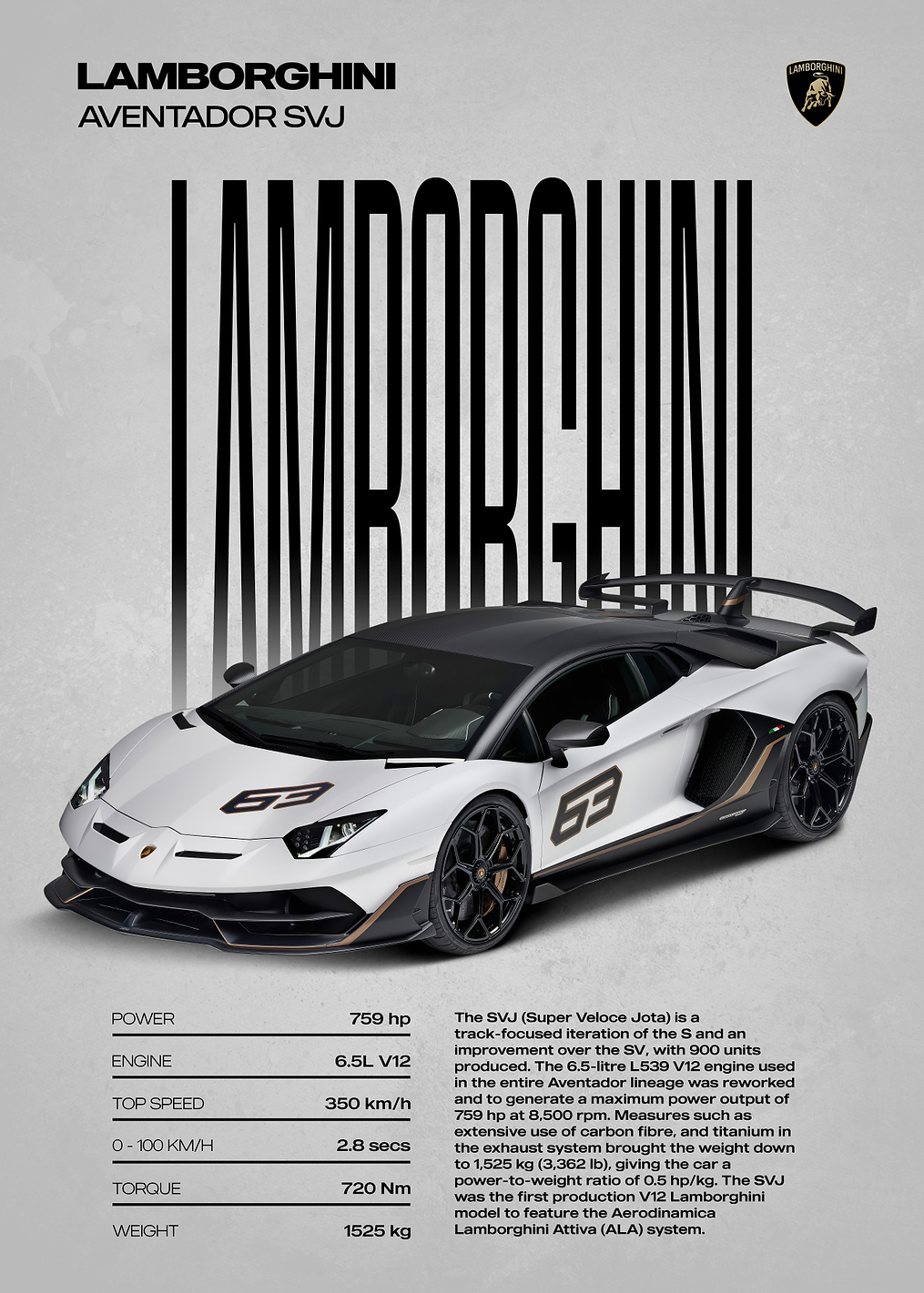 Lamborghini Aventador SVJ Poster: постер из коллекции Lamborghini Aventador