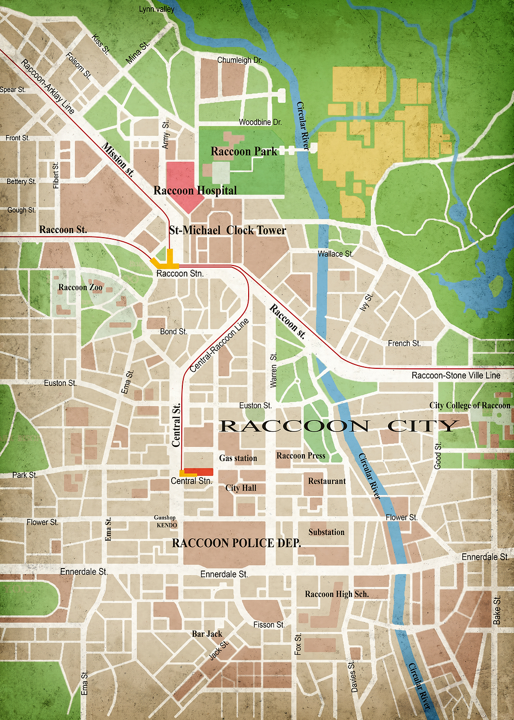 Raccoon City Map: постер из коллекции Resident Evil