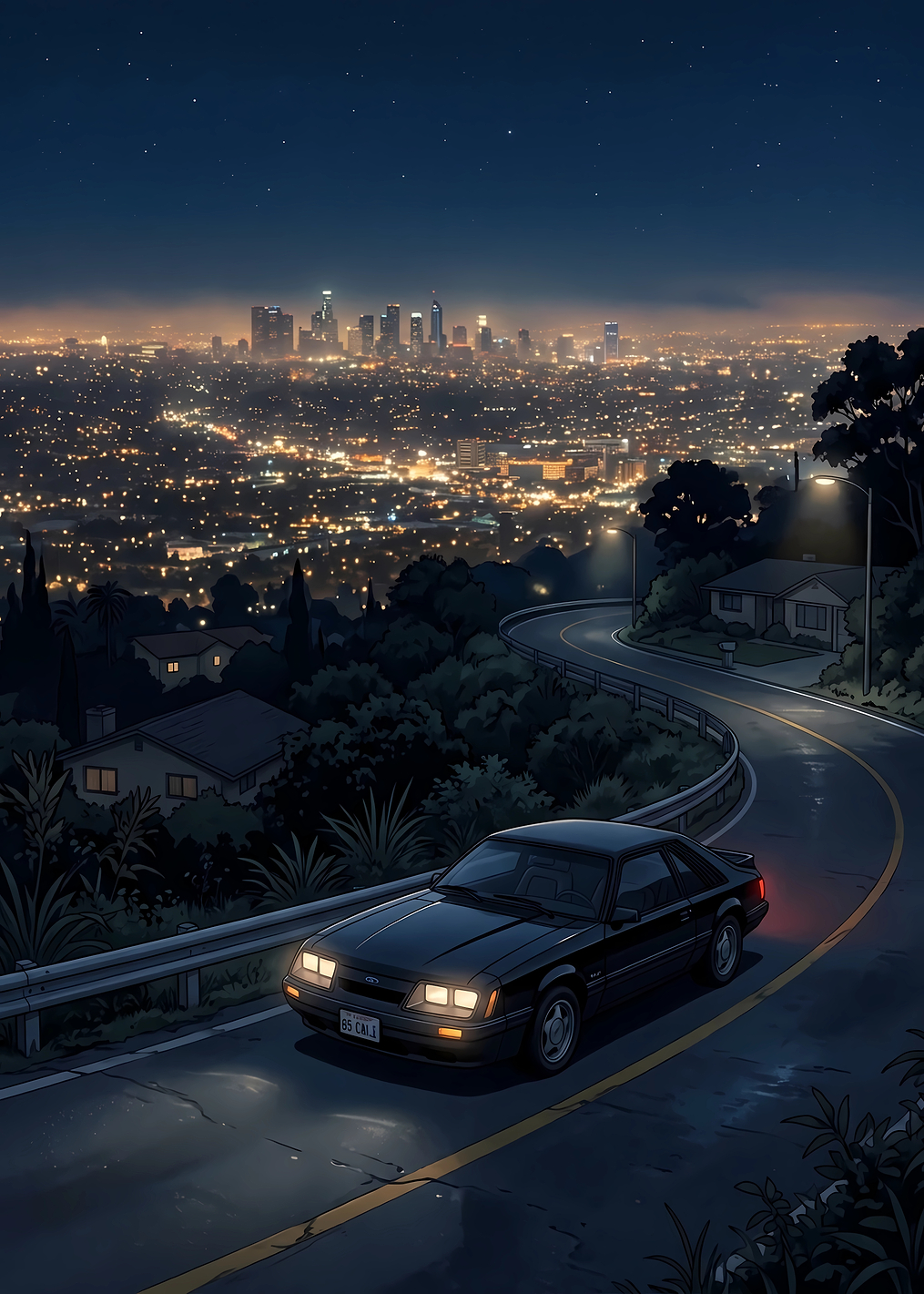 Night Drive Over Cityscape: постер из коллекции Ford Mustang