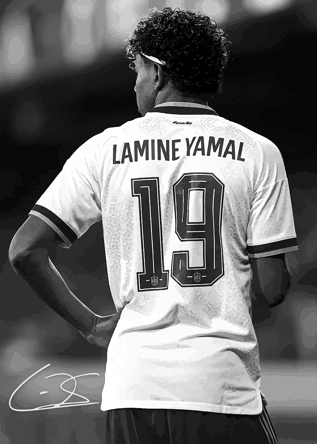 Black and White Lamine Yamal Soccer Jersey: постер из коллекции Ламин Ямаль