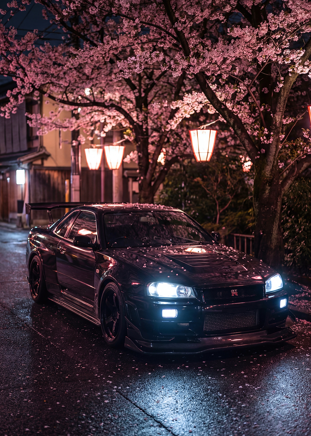 Nissan Skyline R34 Under Cherry Blossoms: постер из коллекции Nissan Skyline R34
