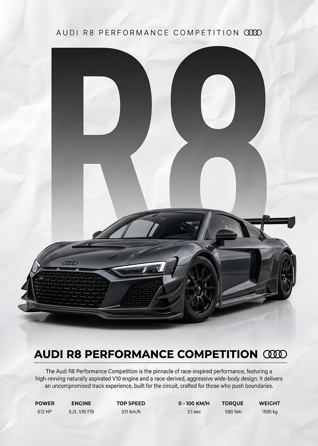 sleek race Audi R8 Car poster: постер из коллекции Audi R8