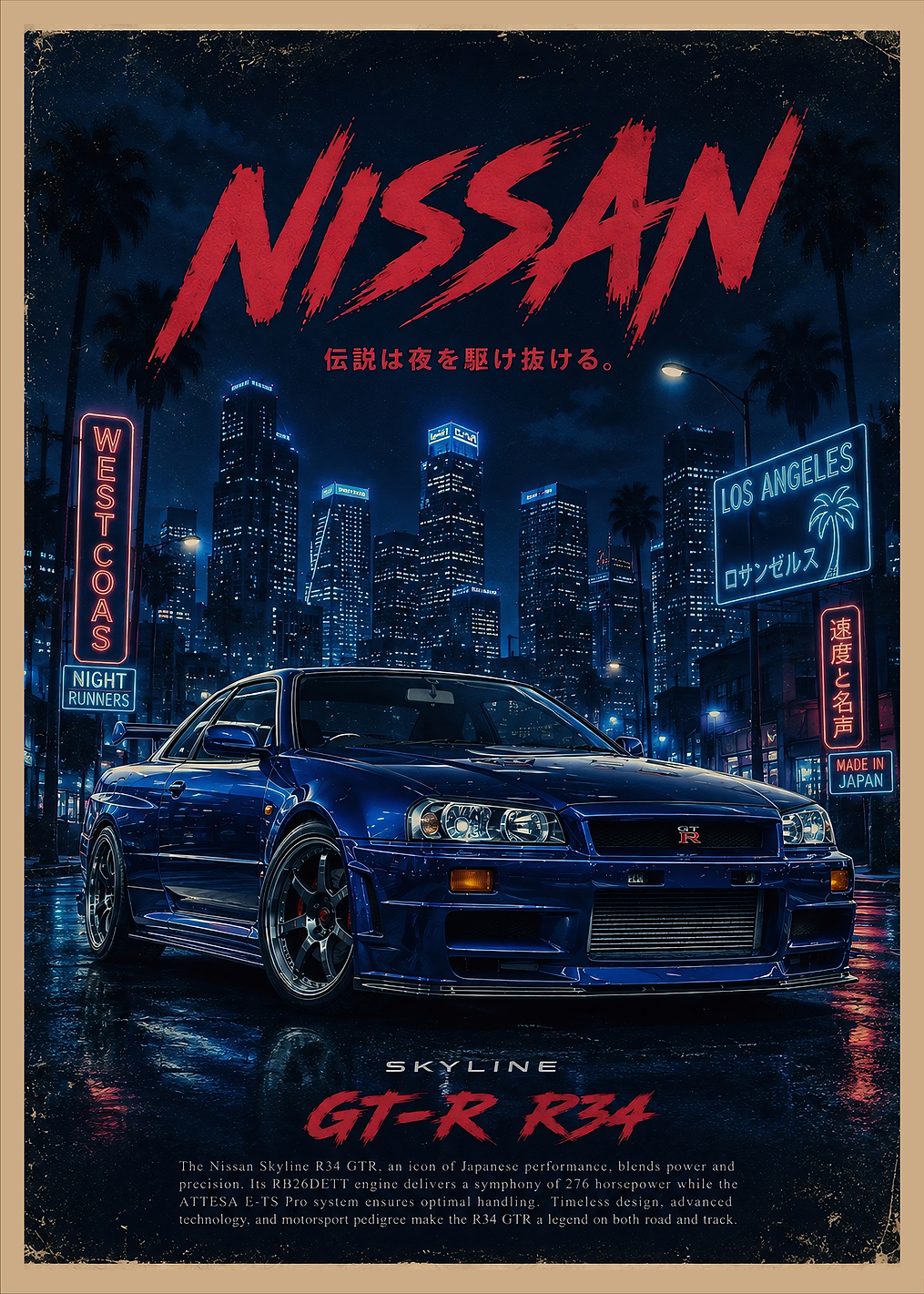 Nissan Skyline GT-R R34 Poster: постер из коллекции Nissan Skyline R34