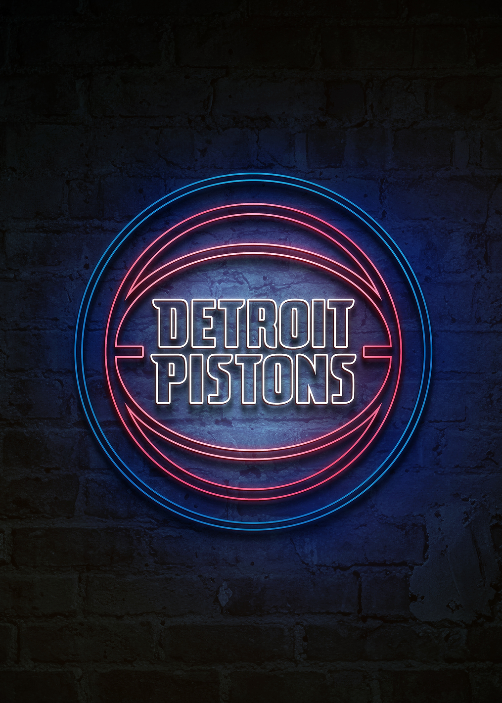 Detroit Pistons Motor City Neon: постер из коллекции NBA