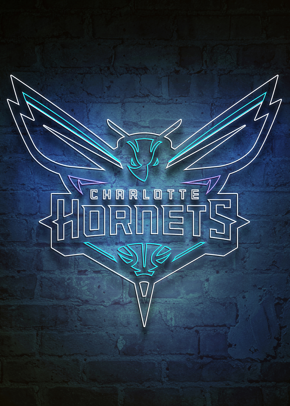 Charlotte Hornets Buzz City Neon: постер из коллекции NBA