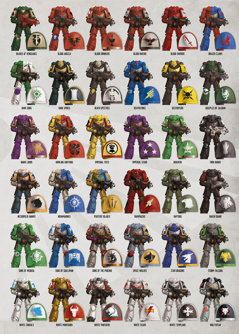 Adeptus Astartes Chapters Left: постер из коллекции Warhammer
