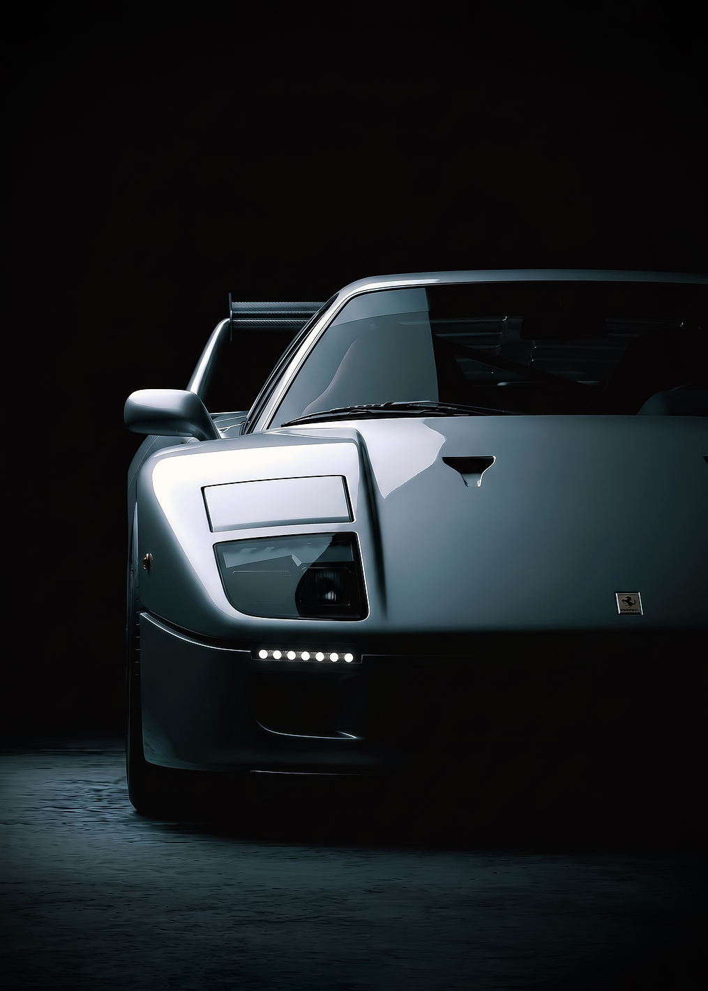 close up dark Ferrari F40 Front View car poster: постер из коллекции Ferrari F40