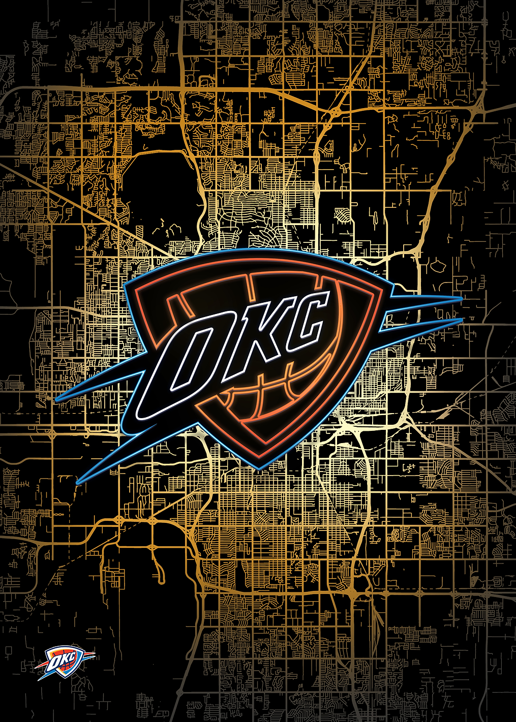 Oklahoma City Map: Thunder Pride: постер из коллекции NBA