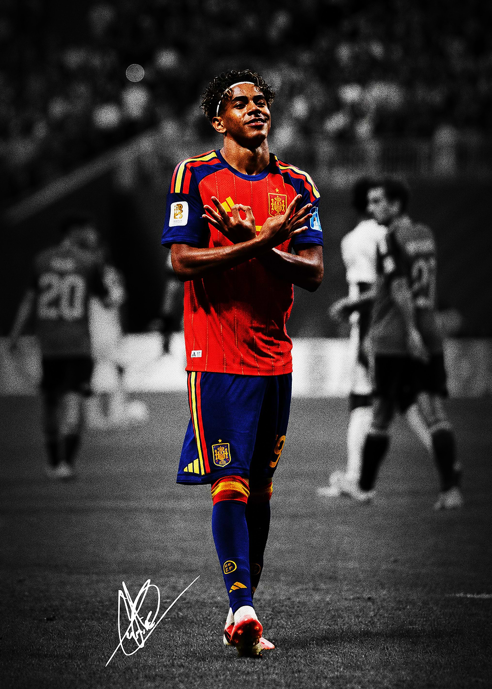 Lamine Yamal Spain Soccer Celebration / PLATINA