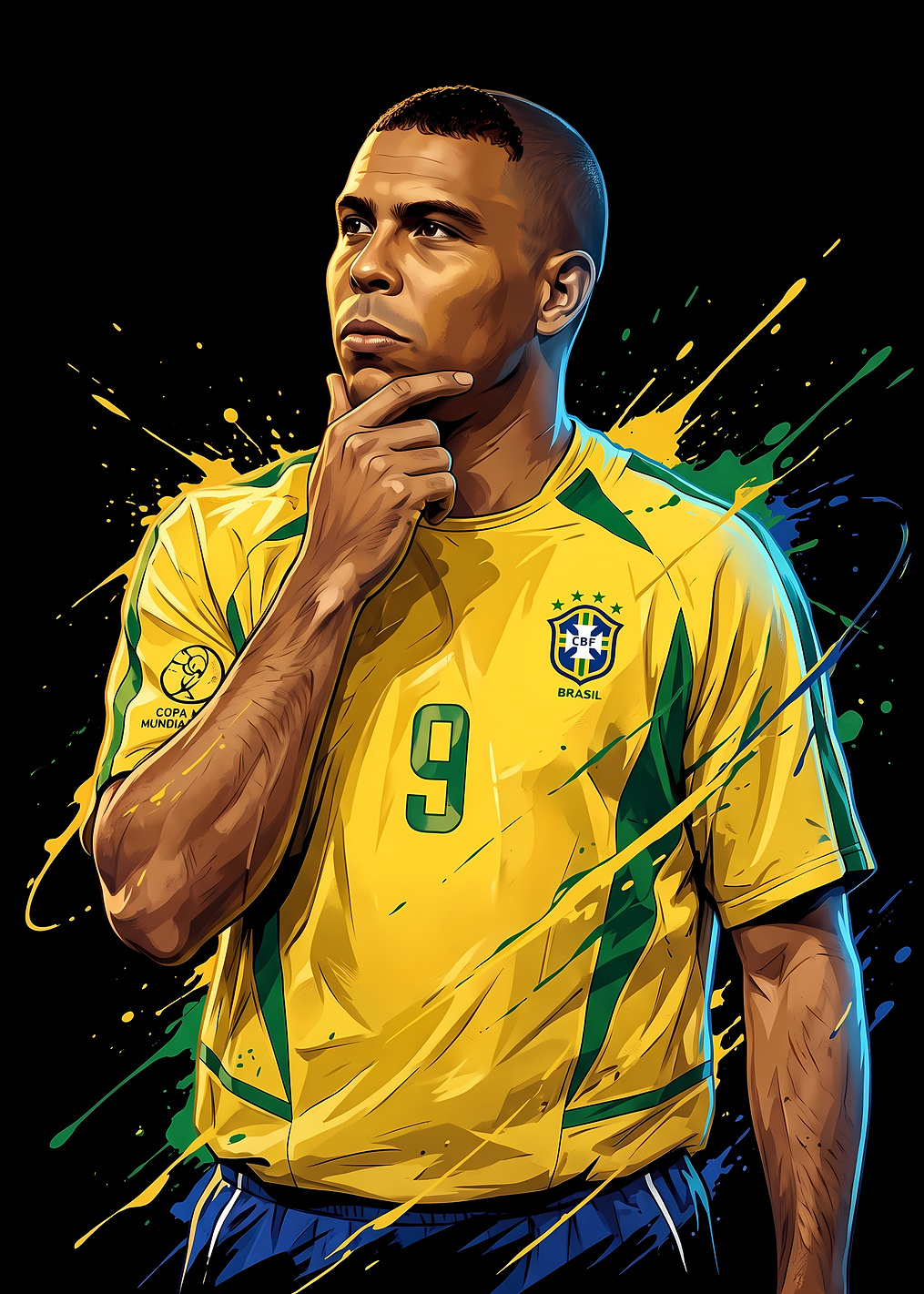 Ronaldo Nazario Brazil Soccer Portrait: постер из коллекции Роналдо Назарио