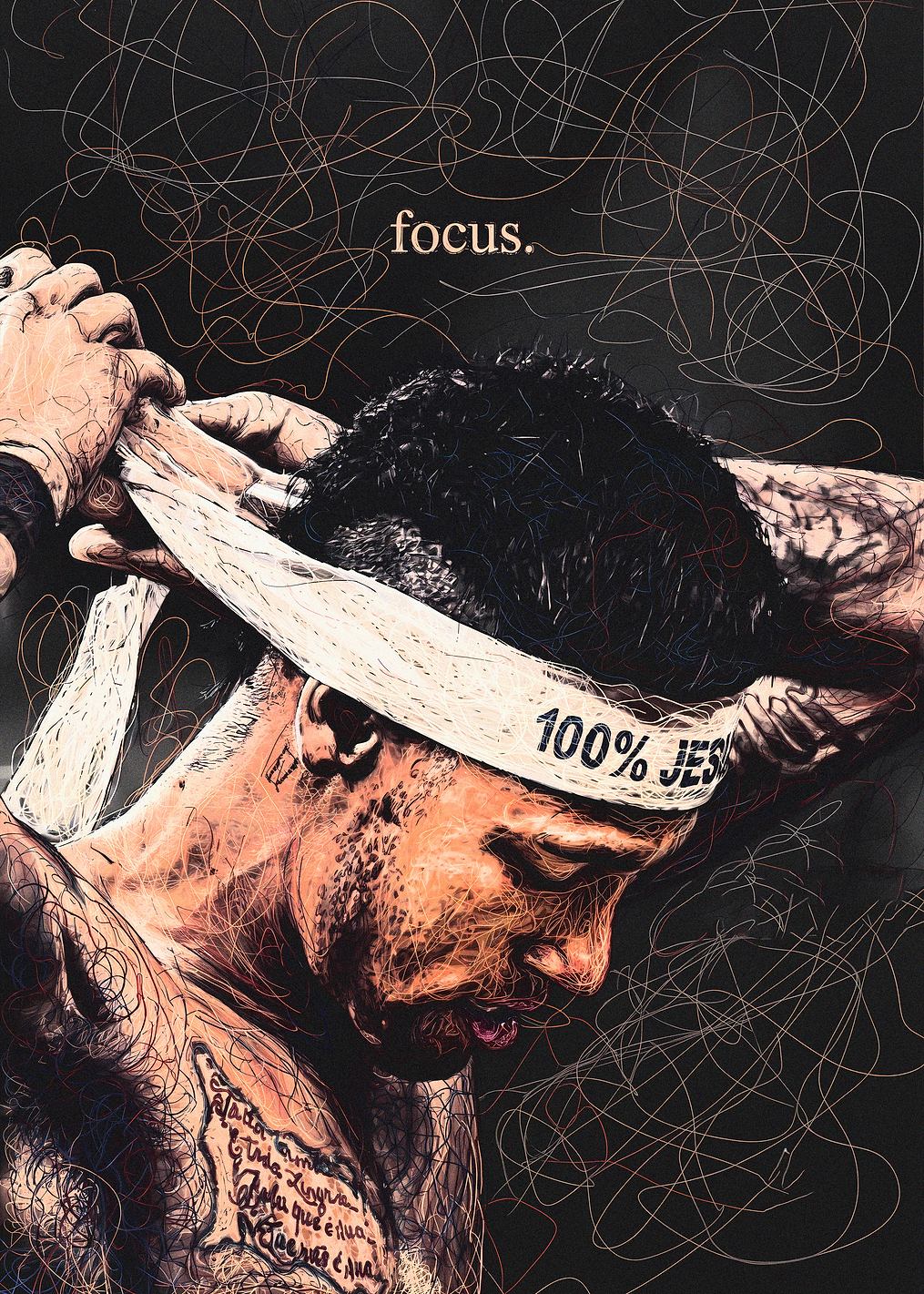 Neymar Jr. Focus Scribble Art Poster: постер из коллекции Неймар