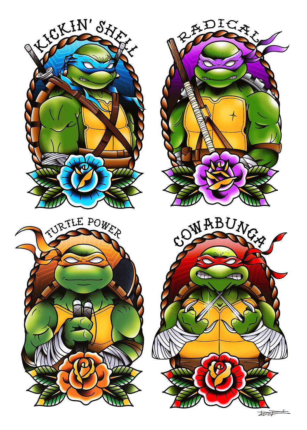 TMNT - Kickin' Shell, Radical, Turtle Power, Cowabunga: постер из коллекции TMNT