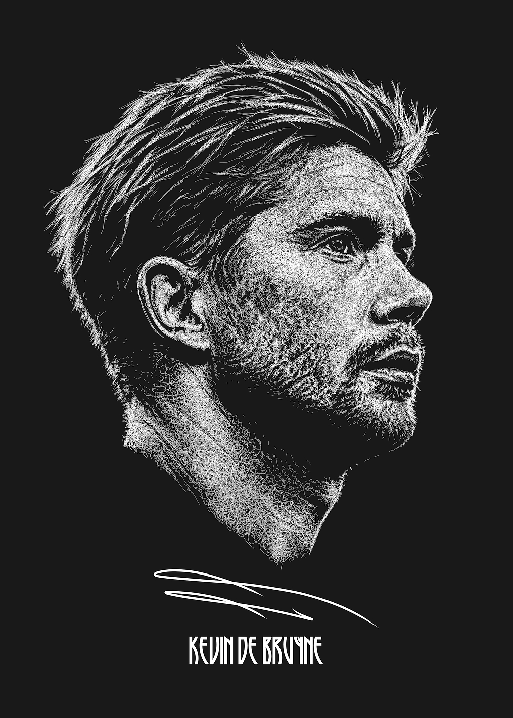 Kevin De Bruyne Stippled Portrait Poster: постер из коллекции Кевин Де Брёйне