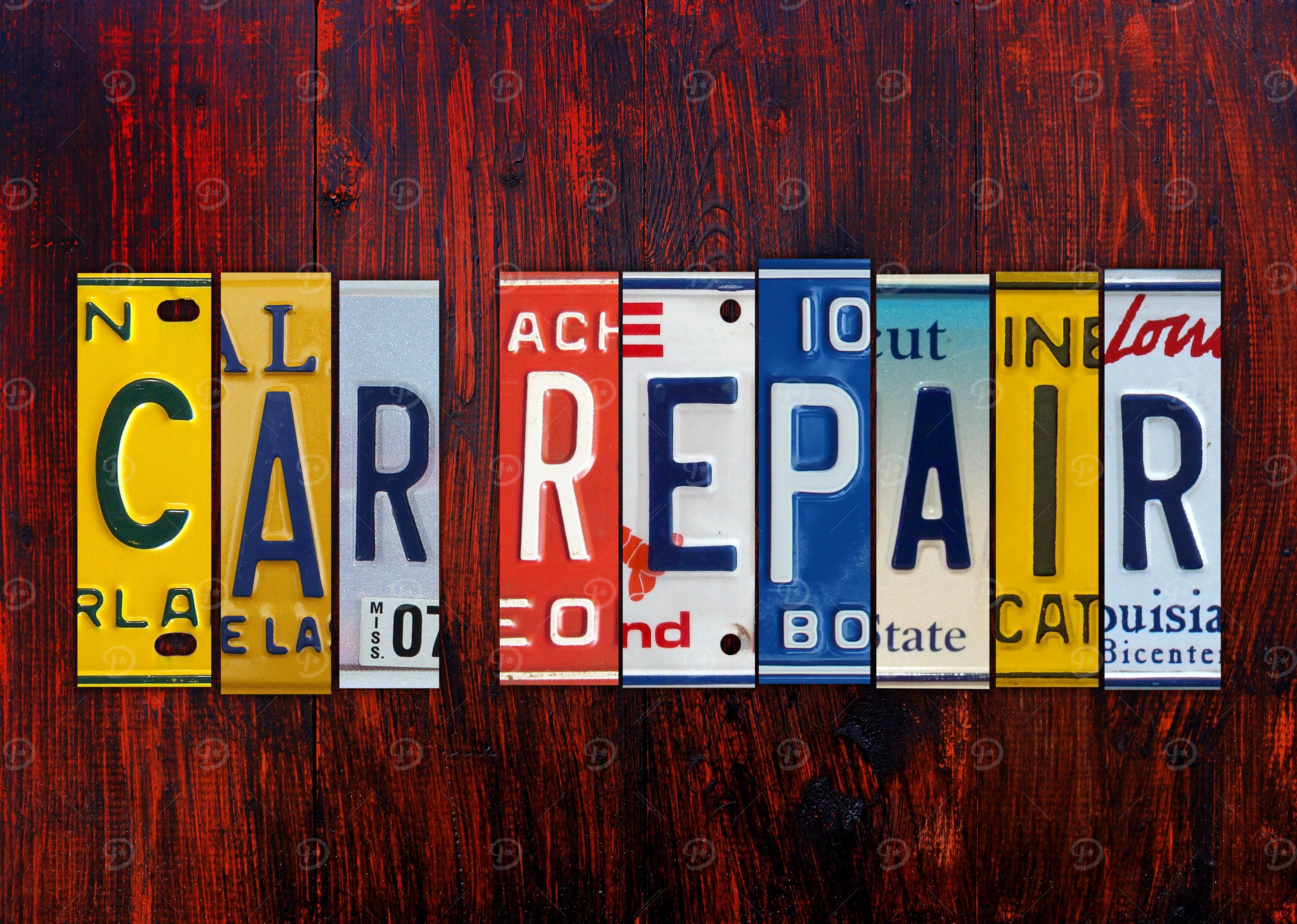 'Car Repair Lettering Sign' Poster, picture, metal print, paint by ...
