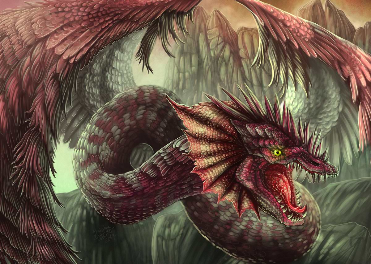 'Angry dragonsnake' Poster, picture, metal print, paint by Bibiana ...