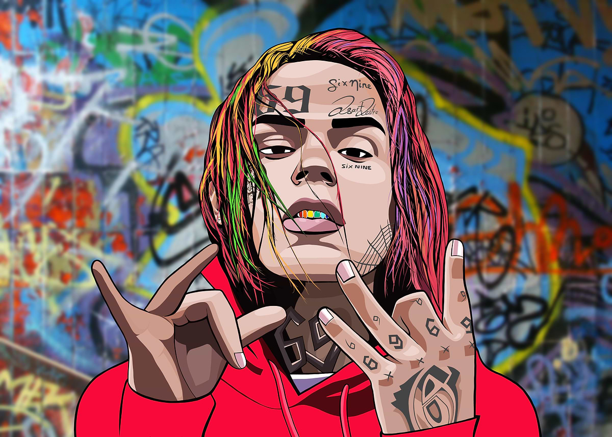 6ix9ine Artwork' Poster, picture, metal print, paint by Jb | Displate