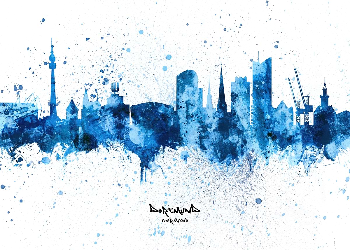 Dortmund Germany Skyline' Poster, picture, metal print, paint by